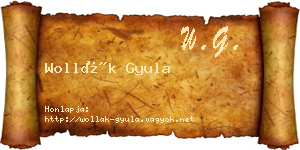 Wollák Gyula névjegykártya